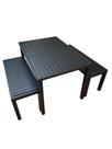 Conjunto Mesa Ripada com 2 Bancos Ripados Alumínio 1.40X0.80M
