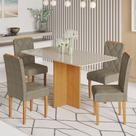 Conjunto Mesa Robusta com Tampo Vidro Canto Copo e 4 Cadeiras Diamante Candian JCM Movelaria