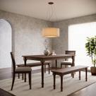 Conjunto Mesa Rubi com 2 Bancos e 2 Cadeiras Madeira Pinus Café - Finestra