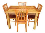 Conjunto Mesa Rústica 120x80cm Com 4 Cadeiras em Madeira de Demolição Sudeste Rústico