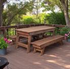 Conjunto Mesa Rustica Com 2 Bancos Em Madeira Maciça para Área Externa / Jardim Yescasa