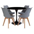 Conjunto Mesa Saarinen Mdf 90cm Preta 4 Cadeiras Leda Luxo