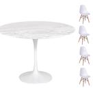 Conjunto Mesa Saarinen Redonda Espirito Santo 107cm + 4 Cadeiras Eames DSW - Branca