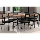 Conjunto: Mesa Sala Jantar 1547 Aço c/ Tampo Madeirado 160x90cm e 6 Cadeiras Lux Freijo/Preto - Preto/Grafite - Preto - Carraro Conjunto: Mesa Sala Jantar 1547 Aço c/ Tampo Madeirado 160x90cm e 6 Cadeiras Lux Freijo/Preto - Preto/Grafite - Preto - Carraro