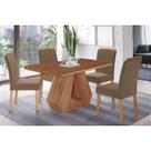 Conjunto: Mesa Sala Jantar Ágata Tampo Madeirado 130x80cm e 4 Cadeiras Juliana Cinamomo - Carvalho/Suede Joli Capuccino Cimol Conjunto: Mesa Sala Jantar Ágata Tampo Madeirado 130x80cm e 4 Cadeiras Juliana Cinamomo - Carvalho/Suede Joli Capuccino Cimol