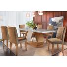 Conjunto: Mesa Sala Jantar Alvorada Tampo Madeirado c/ Vidro 180cm Canto Reto + 6 Cadeiras Jade Imbuia/Chocolate - Rufato