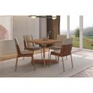 Conjunto: Mesa Sala Jantar Átria 1593 Aço c/ Tampo Madeirado 90x90cm e 4 Cadeiras Hug Rose/Freijo/Nogal - Rose/Areia - Caramelo - Carraro