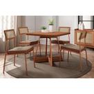 Conjunto: Mesa Sala Jantar Átria 1593 Aço c/ Tampo Madeirado 90x90cm e 4 Cadeiras Lux Rose/Freijó/Nogal - Rose/Areia - Caramelo - Carraro Conjunto: Mesa Sala Jantar Átria 1593 Aço c/ Tampo Madeirado 90x90cm e 4 Cadeiras Lux Rose/Freijó/Nogal - Rose/Areia - Caramelo - Carraro