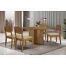 Conjunto: Mesa Sala Jantar Berlim Curvo 120cm + 4 Cadeiras Havana Naturale - Suede Creme - Rufato Conjunto: Mesa Sala Jantar Berlim Curvo 120cm + 4 Cadeiras Havana Naturale - Suede Creme - Rufato