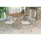 Conjunto: Mesa Sala Jantar Elba c/ Tampo de Madeira 160cm e 6 Cadeiras Florença Niquel/Nogueira - Courano Branco - Kappesberg Conjunto: Mesa Sala Jantar Elba c/ Tampo de Madeira 160cm e 6 Cadeiras Florença Niquel/Nogueira - Courano Branco - Kappesberg