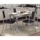Conjunto: Mesa Sala Jantar Elba c/ Tampo Vidro 120cm + 4 Cadeiras Florença Cromado/Courano Preto - Kappesberg