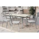 Conjunto: Mesa Sala Jantar Elba Tampo Madeirado c/ Vidro 160cm e 6 Cadeiras Holanda Cromada/Off White - Courano Branco - Kappesberg