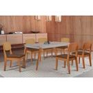 Conjunto: Mesa Sala Jantar Havana Tampo c/ Vidro Curvo 180cm+6 Cadeiras Havana Naturale/Off White - Corano Capuccino - Rufato
