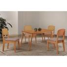 Conjunto: Mesa Sala Jantar Havana Tampo Curvo 120cm+4 Cadeiras Havana Naturale - Linho Capuccino - Rufato Conjunto: Mesa Sala Jantar Havana Tampo Curvo 120cm+4 Cadeiras Havana Naturale - Linho Capuccino - Rufato