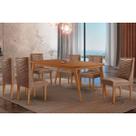 Conjunto: Mesa Sala Jantar Havana Tampo Curvo 180cm+6 Cadeiras Dafne Madeira Naturale - Capuccino/Corano Capuccino - Rufato Conjunto: Mesa Sala Jantar Havana Tampo Curvo 180cm+6 Cadeiras Dafne Madeira Naturale - Capuccino/Corano Capuccino - Rufato