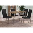 Conjunto: Mesa Sala Jantar Iguaçu c/ Tampo de Madeira 90cm e 4 Cadeiras Amsterdã Niquel/Preto 110 - Kappesberg