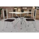 Conjunto: Mesa Sala Jantar Loire Tampo Madeirado c/ Vidro 80x120cm e 4 Cadeiras Florença Cromado/Off White/Vidro Off White - Preto - Kappesberg