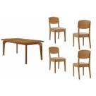 Conjunto: Mesa Sala Jantar Londrina Curvo 120cm + 4 Cadeiras Havana Naturale - Linho Bege Rufato