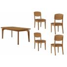 Conjunto: Mesa Sala Jantar Londrina Curvo 120cm + 4 Cadeiras Havana Naturale - Suede Capuccino Rufato