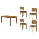 Conjunto: Mesa Sala Jantar Londrina Curvo 120cm + 4 Cadeiras Havana Naturale - Suede Marrom Rufato