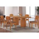 Conjunto: Mesa Sala Jantar Maldivas c/ Tampo Madeirado Canto Curvo 180x90cm e 6 Cadeiras Havana Naturale - Corano Capuccino - Rufato