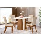 Conjunto: Mesa Sala Jantar Orus Tampo Madeirado c/ Vidro 120x80cm e 4 Cadeiras Isa Nature/Linho - Henn