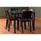 Conjunto: Mesa Sala Jantar Reno c/ Tampo de Vidro 90x90cm e 4 Cadeiras Hydra Plus Preto - Kappesberg