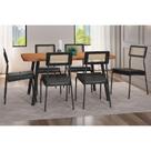 Conjunto: Mesa Sala Jantar Stellar 1597 Aço c/ Tampo Madeirado 160x90cm e 6 Cadeiras Lux Preto/Nogal - Preto/Grafite - Preto - Carraro Conjunto: Mesa Sala Jantar Stellar 1597 Aço c/ Tampo Madeirado 160x90cm e 6 Cadeiras Lux Preto/Nogal - Preto/Grafite - Preto - Carraro