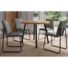 Conjunto: Mesa Sala Jantar Stellar 1599 Aço c/ Tampo Madeirado 100cm e 4 Cadeiras Soft Preto/Nogal - Preto/Grafite Carraro