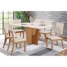 Conjunto: Mesa Sala Jantar Vértice Tampo Madeirado c/ Vidro 160x80cm e 6 Cadeiras Milla Nature/Linho - Henn Conjunto: Mesa Sala Jantar Vértice Tampo Madeirado c/ Vidro 160x80cm e 6 Cadeiras Milla Nature/Linho - Henn