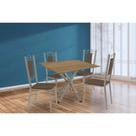 Conjunto: Mesa Sala Jantar Volga c/ Tampo de Madeira 90cm e 4 Cadeiras Florença Niquel/Nogueira - Marrom - Kappesberg Conjunto: Mesa Sala Jantar Volga c/ Tampo de Madeira 90cm e 4 Cadeiras Florença Niquel/Nogueira - Marrom - Kappesberg