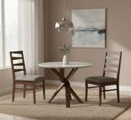 Conjunto Mesa Santorini 90 cm Mad Maciça Tampo MDF c/Vidro Off White + 2 Cadeiras Nice Tec Cinza Imbuia