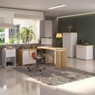 Conjunto Mesa Smart, Balcão, Armário e Gaveteiro TOQ Cor Olmo com Branco