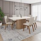 Conjunto Mesa Solana 160cm com Vidro 06 Cadeiras Elena