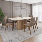 Conjunto Mesa Solana 160cm com Vidro 06 Cadeiras Elena