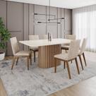 Conjunto Mesa Solana 160cm com Vidro 06 Cadeiras Elena