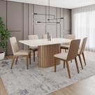 Conjunto Mesa Solana 160cm com Vidro 06 Cadeiras Pietra