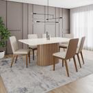 Conjunto Mesa Solana 160cm com Vidro 06 Cadeiras Pietra