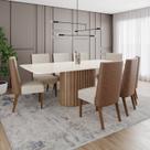 Conjunto Mesa Solana 200cm com Vidro 08 Cadeiras Anne