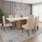Conjunto Mesa Solana 200cm com Vidro 08 Cadeiras Anne