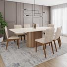 Conjunto Mesa Solana 200cm com Vidro 08 Cadeiras Elena