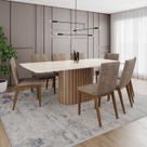 Conjunto Mesa Solana 200cm com Vidro 08 Cadeiras Elena