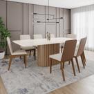 Conjunto Mesa Solana 200cm com Vidro 08 Cadeiras Pietra