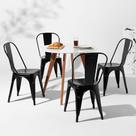 Conjunto Mesa Square Redonda Branco - 88cm + 4 Cadeiras Tolix - Preto
