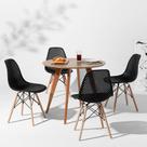 Conjunto Mesa Square Redonda Tampo Bétula 88cm com 4 Cadeiras Eames Colméia Preta