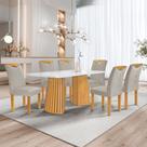 Conjunto Mesa Stella Ripada 170cm com 6 Cadeiras Stella Tampo Smart Plus com Vidro