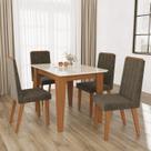 Conjunto Mesa Suécia 1,20cm com 4 cadeiras Freijó/Tecido Capuccino Indekes