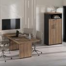 Conjunto Mesa Tamburato 204,2cm para Escritório e Reunião com Armário e Nicho