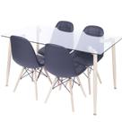 Conjunto Mesa tampo de Vidro com 4 cadeiras Botonê Estofadas Espresso Móveis Conjunto Mesa tampo de Vidro com 4 cadeiras Botonê Estofadas Espresso Móveis