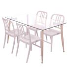 Conjunto Mesa Tampo em Vidro com 4 Cadeiras Navy Espresso Móveis